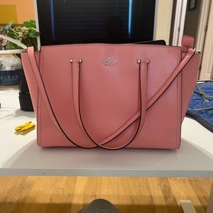 Pink Kate Spade tote purse. Cross body strap & shoulder strap.